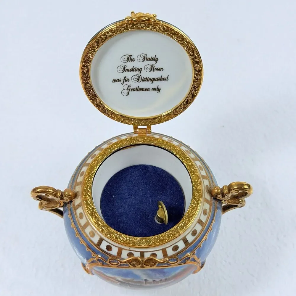Vintage Ardleigh Elliott Titanic The Smoking Room Musical Porcelain Trinket Box